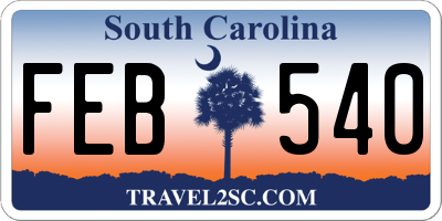 SC license plate FEB540