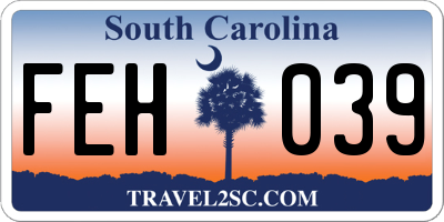 SC license plate FEH039