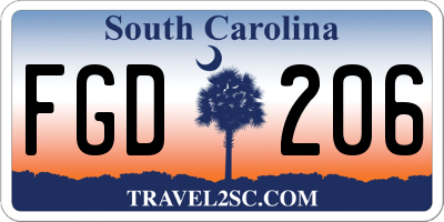 SC license plate FGD206