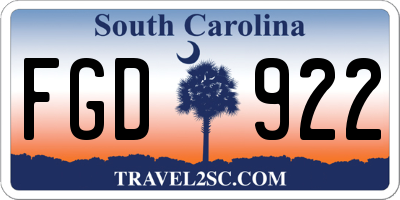 SC license plate FGD922