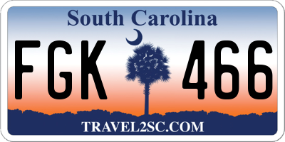 SC license plate FGK466