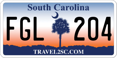 SC license plate FGL204