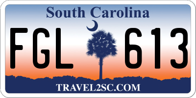 SC license plate FGL613