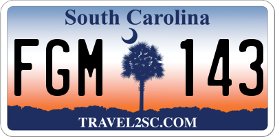 SC license plate FGM143