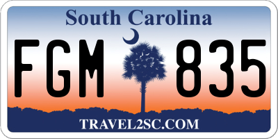 SC license plate FGM835