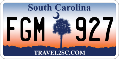SC license plate FGM927