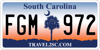 SC license plate FGM972
