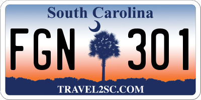 SC license plate FGN301
