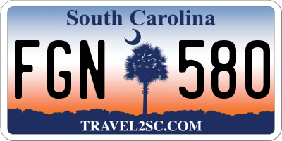 SC license plate FGN580