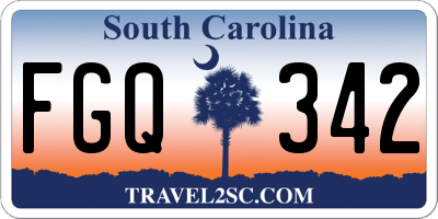 SC license plate FGQ342
