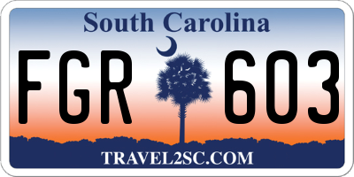 SC license plate FGR603