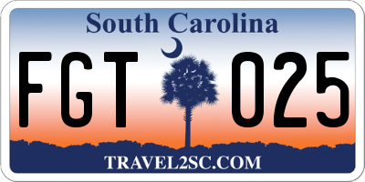 SC license plate FGT025