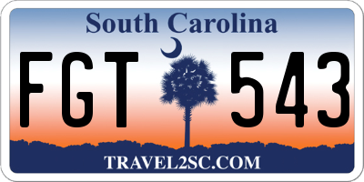 SC license plate FGT543