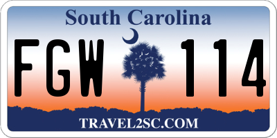 SC license plate FGW114