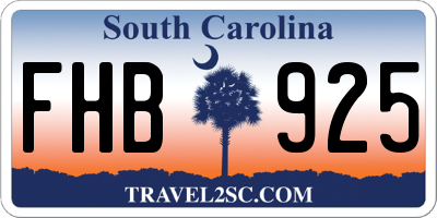 SC license plate FHB925