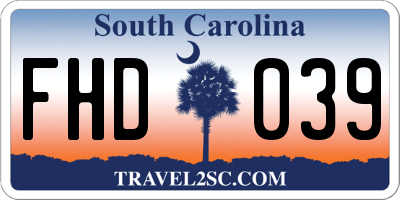 SC license plate FHD039