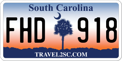 SC license plate FHD918