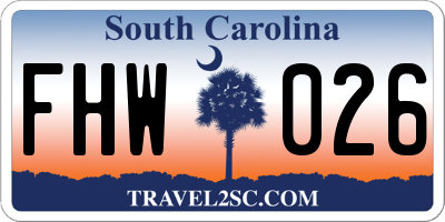 SC license plate FHW026