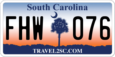 SC license plate FHW076