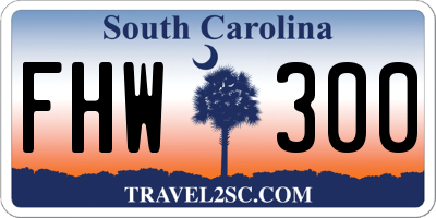 SC license plate FHW300