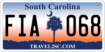 SC license plate FIA068