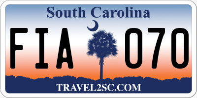 SC license plate FIA070