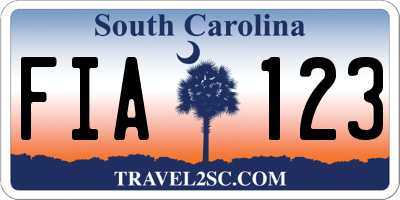 SC license plate FIA123