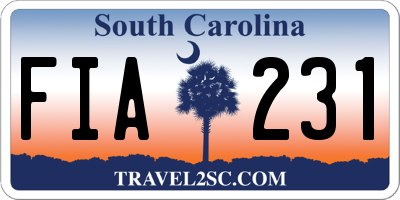 SC license plate FIA231