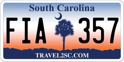 SC license plate FIA357