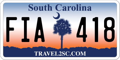 SC license plate FIA418