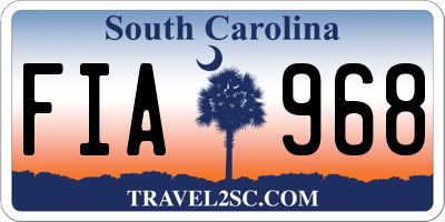 SC license plate FIA968