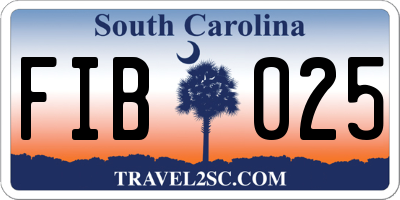 SC license plate FIB025