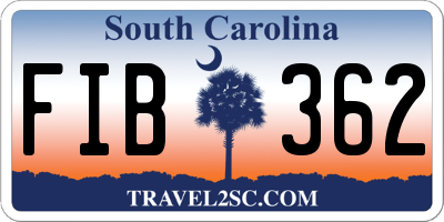 SC license plate FIB362