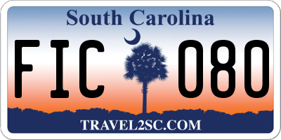 SC license plate FIC080
