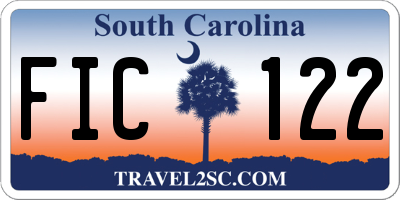 SC license plate FIC122