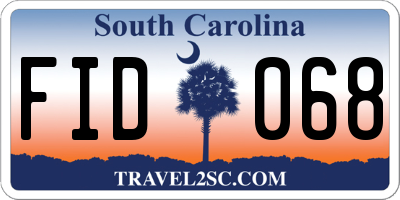 SC license plate FID068