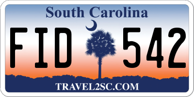 SC license plate FID542