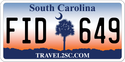 SC license plate FID649