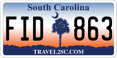 SC license plate FID863