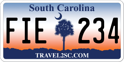 SC license plate FIE234