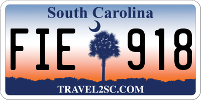 SC license plate FIE918