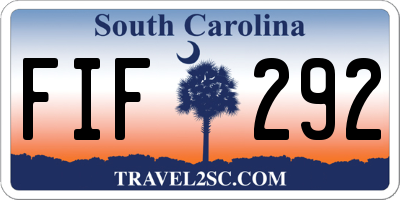 SC license plate FIF292