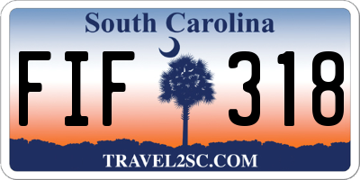 SC license plate FIF318