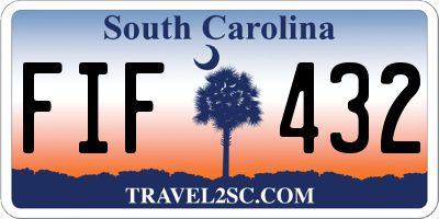 SC license plate FIF432