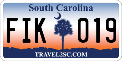 SC license plate FIK019