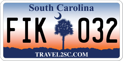 SC license plate FIK032