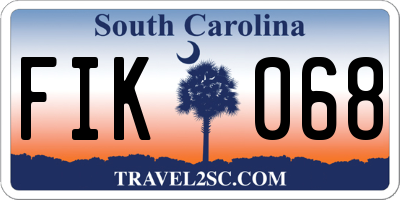 SC license plate FIK068