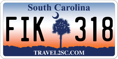 SC license plate FIK318