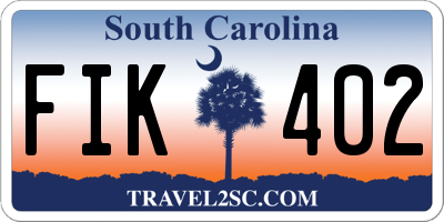 SC license plate FIK402