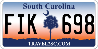 SC license plate FIK698